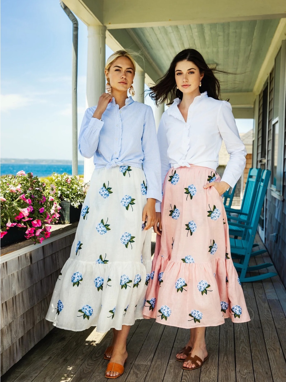 KJP Hydrangea Embroidered Linen Skirt- NWT size 0 💙 - Picture 3 of 6
